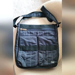 LUG Messenger Crossbody blue-gray nylon hip travel bag, excellent condition